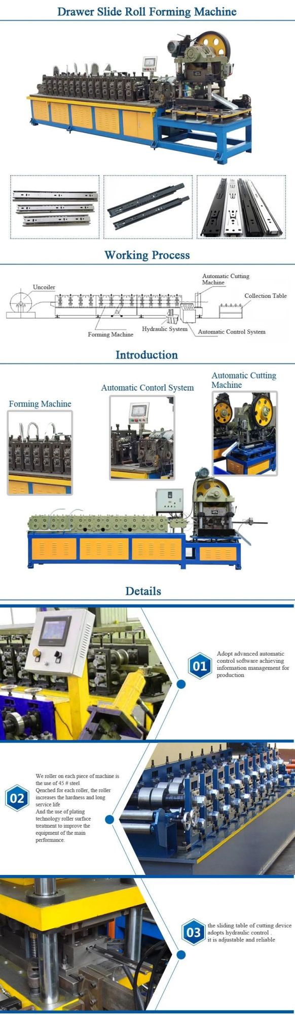 Auto Stainless Steel Drawer Slide Roll Forming Line Forming Machine