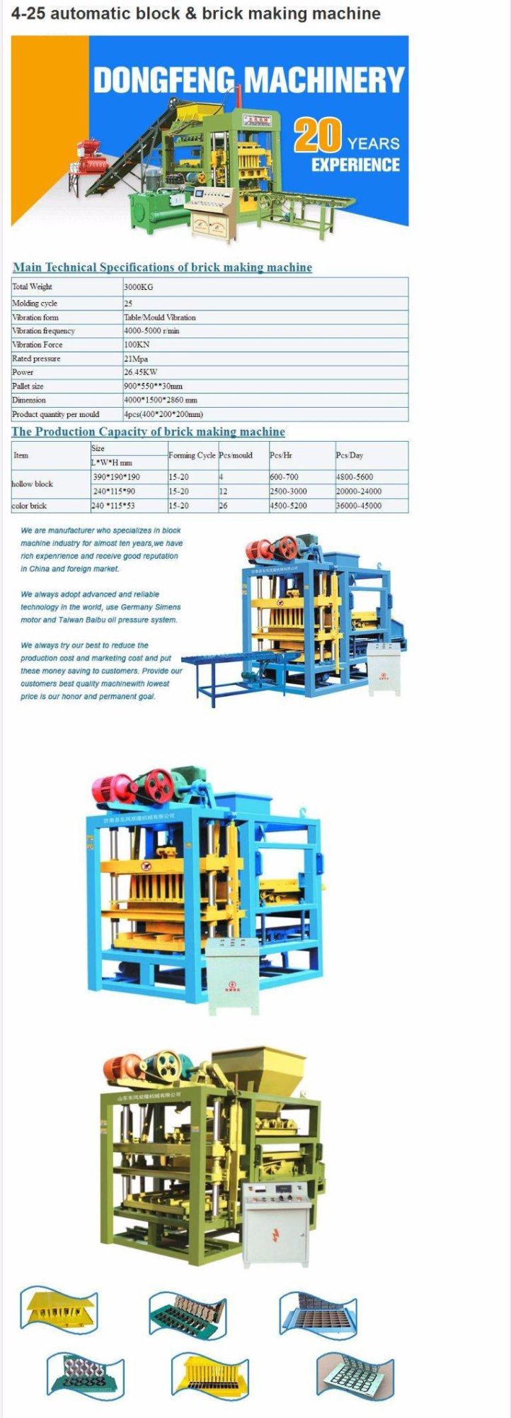 Qt4-25 Block Making Machines for Concrete Pavers