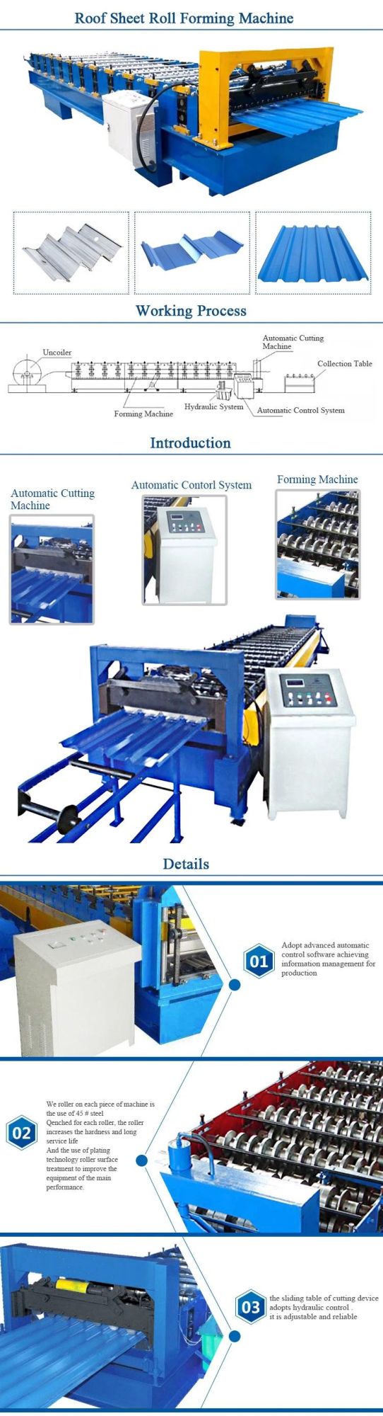 High Accuracy Line Roof Panel Tile Cold Roll/Rolling Formed/Forming Machine