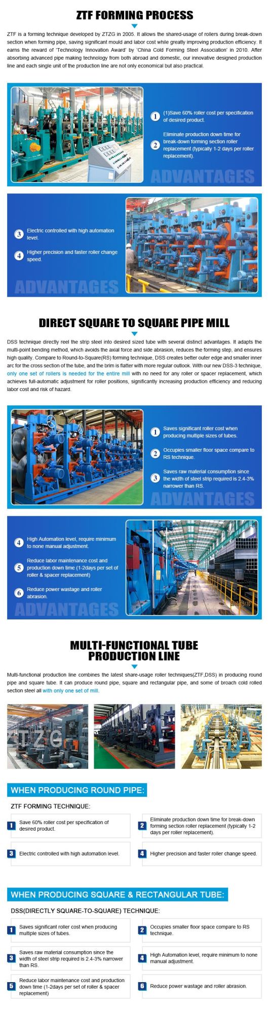 Industrial Straight Welded API Tube Mill Equipment 10-20m/Min