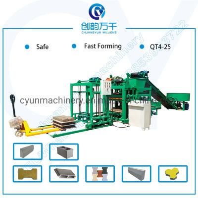 Qtj4-25 Cheap Automatic Cement Concrete Sand Hollow Paver Block Machine in South Africa