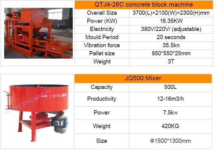 Qtj4-26c Concrete Cement Block Making Machine Investment Casting Machine Paving Machine