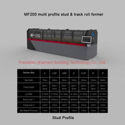 Multi Profile Stud and Track Roll Forming Machine for Steel Framing House