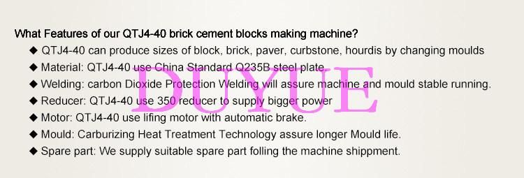 Qt4-40 Concrete Block Machine Paver Block Machine Uganda Brick Making Machine Small Manual Block Machine