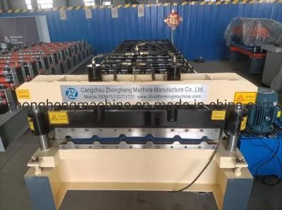 Steel Metal Roof Trapezoidal Iron Roofing Zinc Sheet Roll Forming Machine with Manual Decoiler with Run out Table