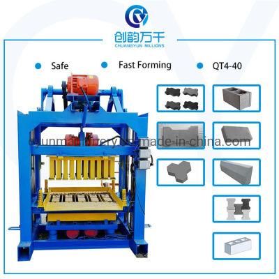 Qtj4-40 Small Manual Stationary Hollow and Paver Block Machine for Small Scale Factory