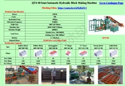 Semi-Automatic Hydraulic Concrete Block Making Machine (QT4-20)