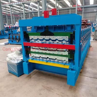 Ibr Roofing Sheet Iron Steel Glazed Tile Roof Sheeting Metal Three Layer Tile Panel Roll Forming Machine with Factory Price