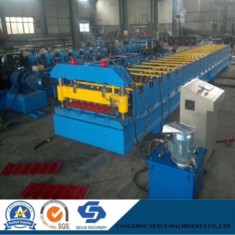 Mitsubishi PLC Metal Roof Roll Forming Machine Automatic Cutting for Roofing