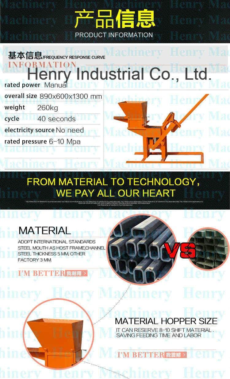 Hr2-40 for Sale Hand Operate Brick Making Machine