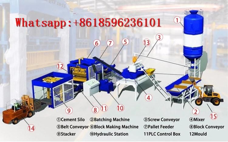 German Technology Qt6-15 Hydraulic Fully Automatic Cement Mould Making Machine Whole Production Line for Hollow and Paving Bricks Construction