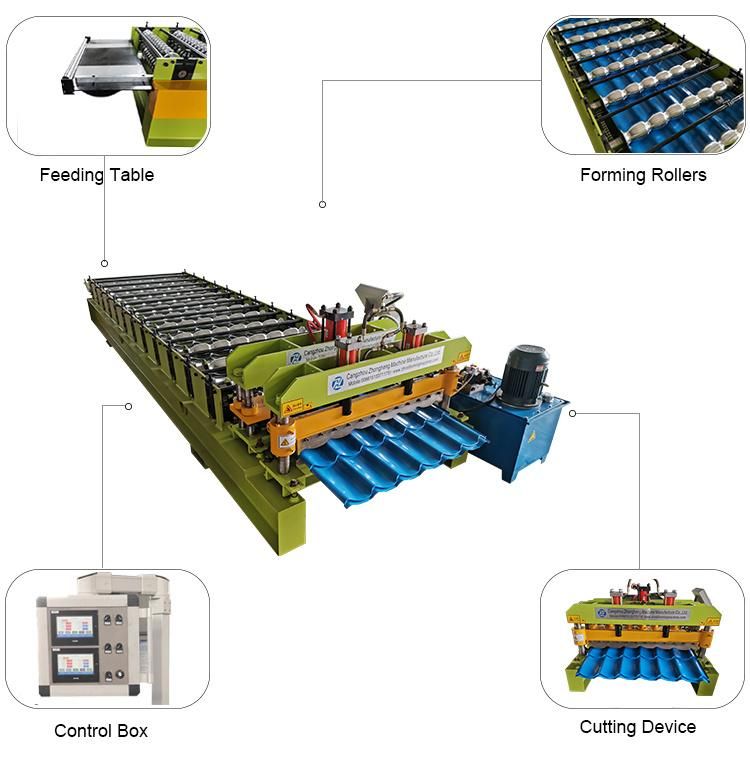 High Quality 1100 Glazed Roof Tile Roll Forming Machine Step Tile Roofing Sheet Forming Machinery