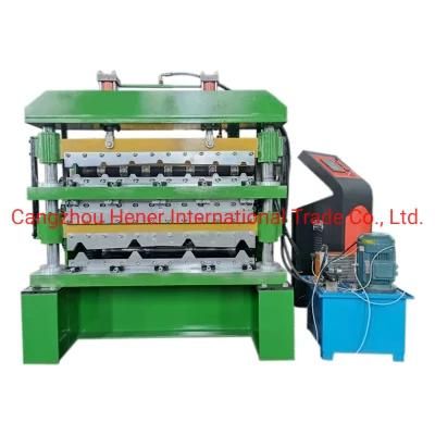 China Roofing Sheet Aluminum Three Layer Sheet Metal Roll Forming Machinery